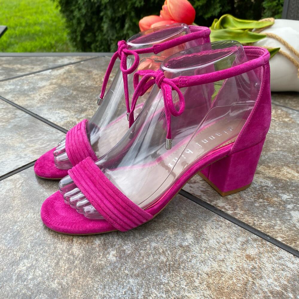 Gianni Bini Rhiaann Ankle Tie Block Heel Dress Sandals Size 6.5 Bright - Picture 2 of 11